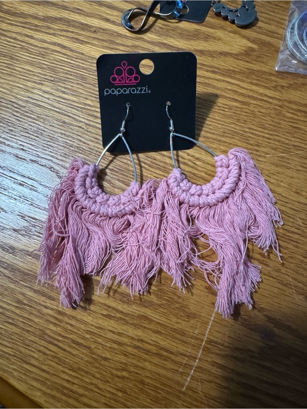 paparazzi Pink Tassel Hoop Earrings - Boho Fringe Statement